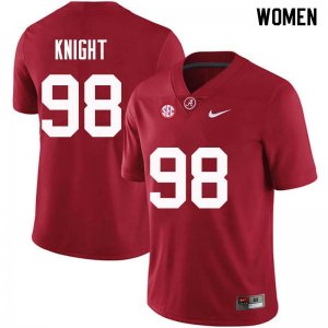 NCAA Women's Alabama Crimson Tide #98 Preston Knight Stitched College Nike Authentic Crimson Football Jersey EF17F35SU